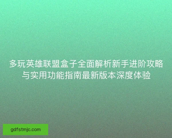 多玩英雄联盟盒子全面解析新手进阶攻略与实用功能指南最新版本深度体验